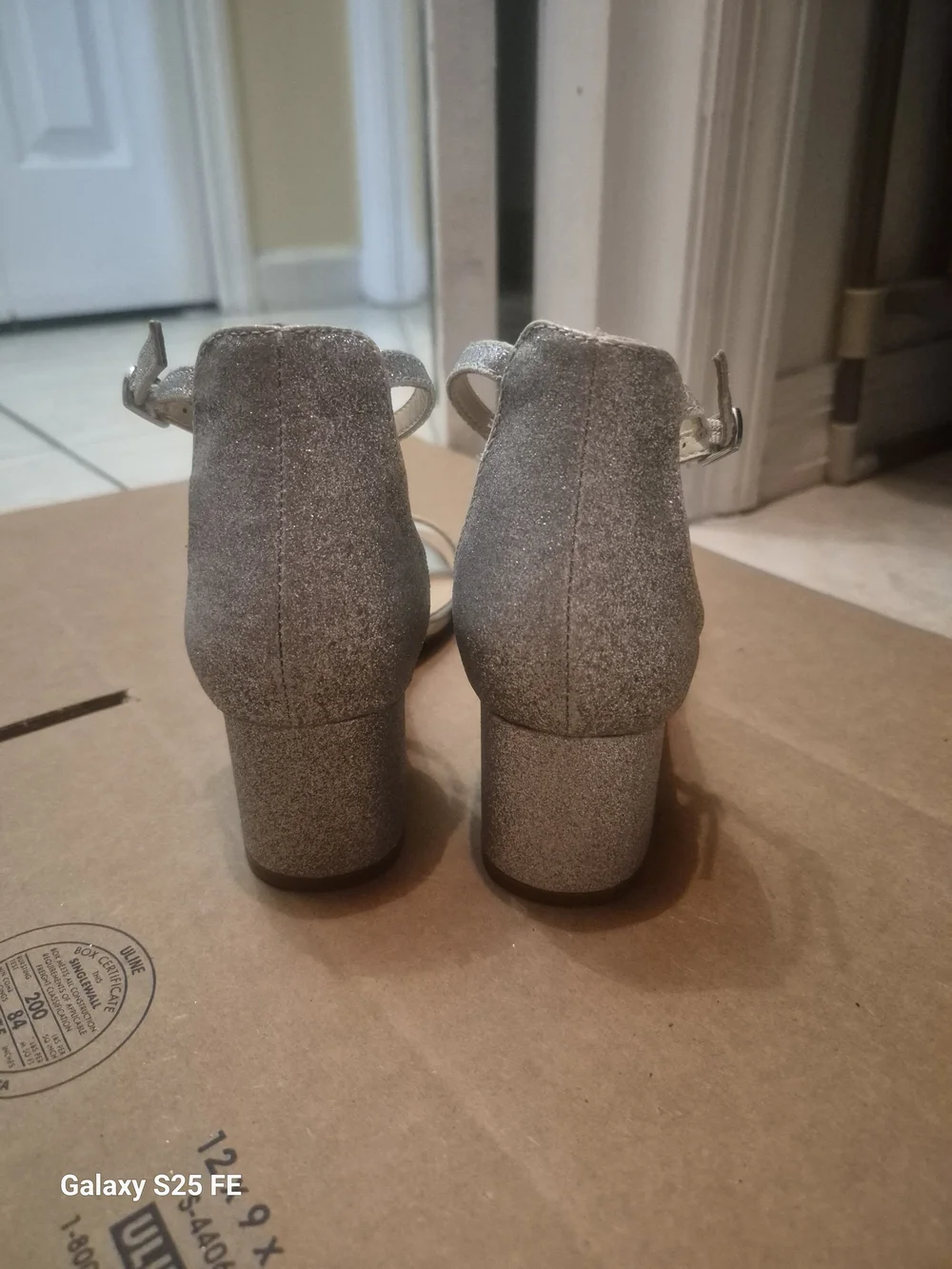 Betsey Johnson Silver Glitter Block Heel Sandals